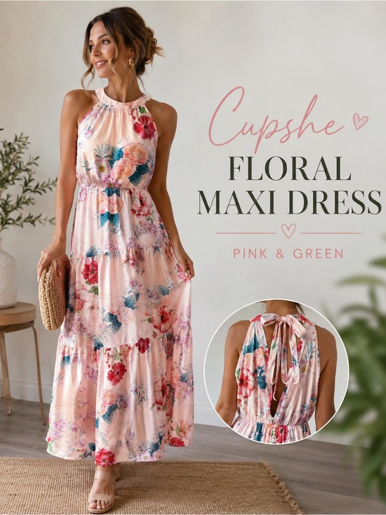 Cupshe Dresses & Skirts - Cupshe Floral Maxi Dress - Pink and Green